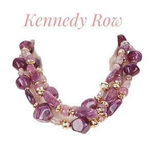Kennedy Row 3 row Multi Purple Short Necklace